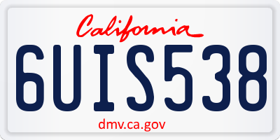 CA license plate 6UIS538