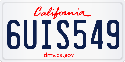 CA license plate 6UIS549