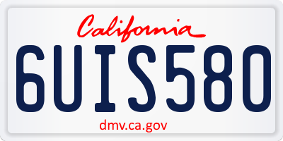 CA license plate 6UIS580
