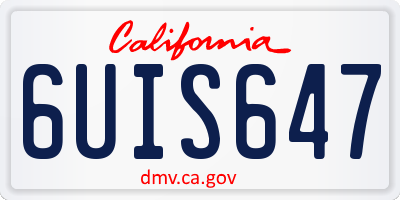 CA license plate 6UIS647