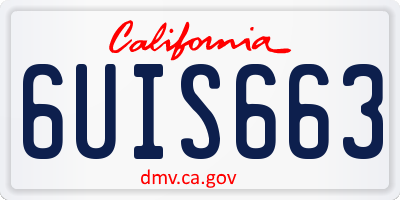 CA license plate 6UIS663