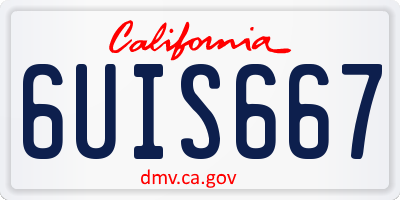CA license plate 6UIS667