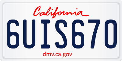 CA license plate 6UIS670
