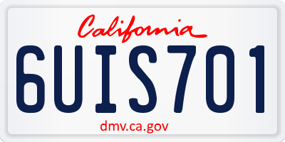 CA license plate 6UIS701