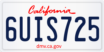 CA license plate 6UIS725
