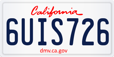 CA license plate 6UIS726