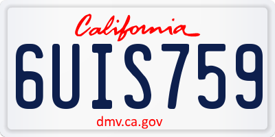 CA license plate 6UIS759