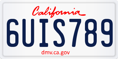 CA license plate 6UIS789