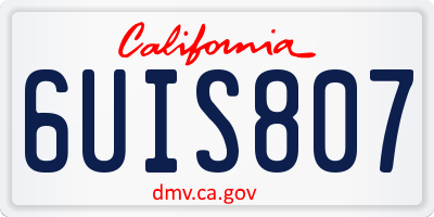CA license plate 6UIS807
