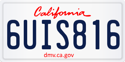 CA license plate 6UIS816