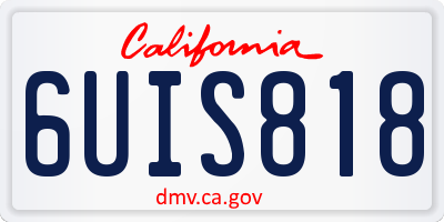 CA license plate 6UIS818