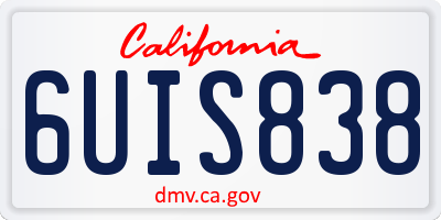 CA license plate 6UIS838