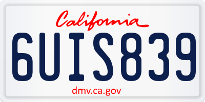 CA license plate 6UIS839