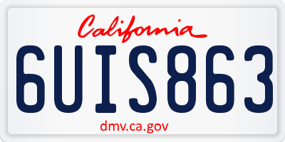 CA license plate 6UIS863