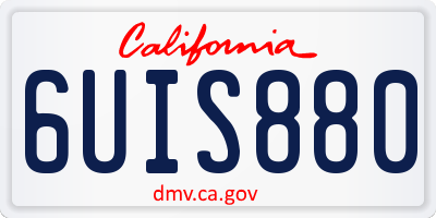 CA license plate 6UIS880