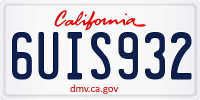CA license plate 6UIS932