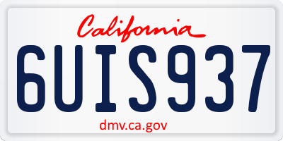 CA license plate 6UIS937