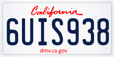 CA license plate 6UIS938