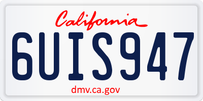 CA license plate 6UIS947