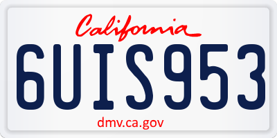 CA license plate 6UIS953