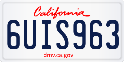 CA license plate 6UIS963
