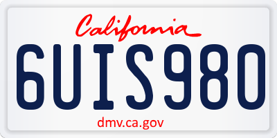 CA license plate 6UIS980