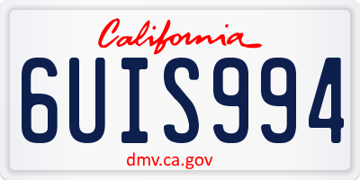CA license plate 6UIS994