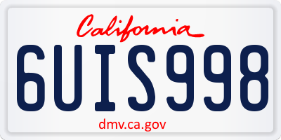 CA license plate 6UIS998