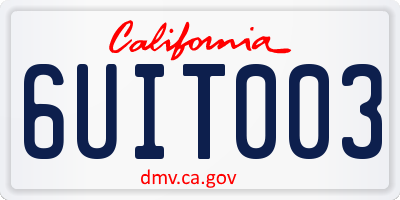 CA license plate 6UIT003