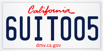 CA license plate 6UIT005