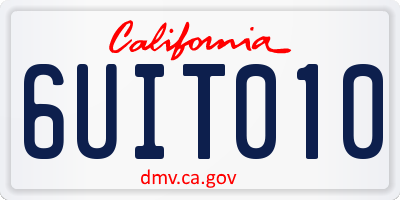 CA license plate 6UIT010