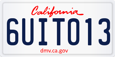 CA license plate 6UIT013