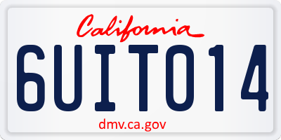 CA license plate 6UIT014