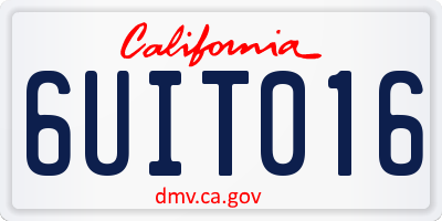 CA license plate 6UIT016