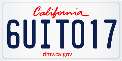 CA license plate 6UIT017
