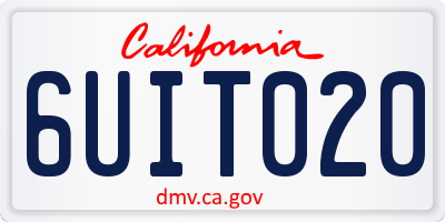 CA license plate 6UIT020