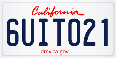 CA license plate 6UIT021