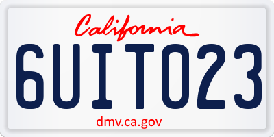 CA license plate 6UIT023