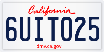 CA license plate 6UIT025