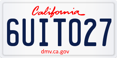 CA license plate 6UIT027