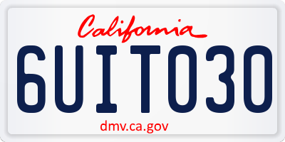 CA license plate 6UIT030