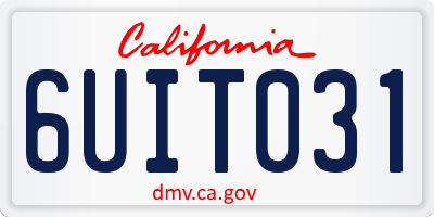 CA license plate 6UIT031