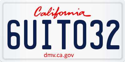 CA license plate 6UIT032