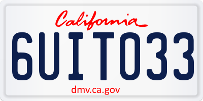 CA license plate 6UIT033