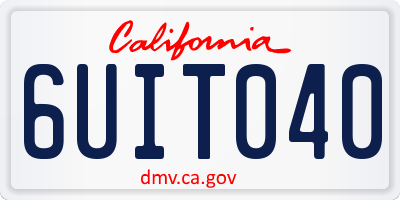 CA license plate 6UIT040