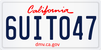 CA license plate 6UIT047