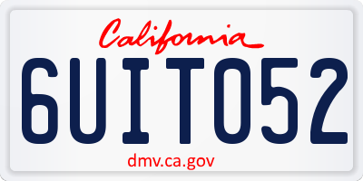 CA license plate 6UIT052