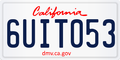 CA license plate 6UIT053