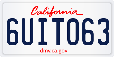 CA license plate 6UIT063