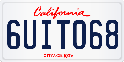 CA license plate 6UIT068